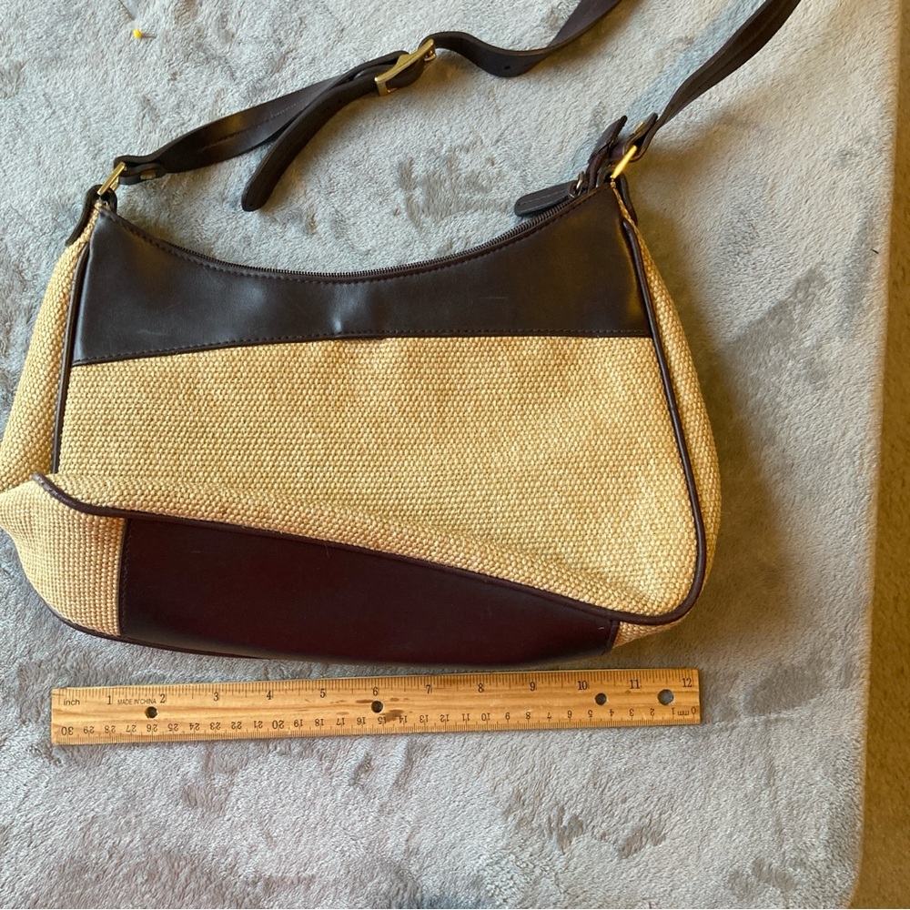 Etienne Aigner Woven Jute Baguette Shoulder Bag with Faux Leather Strap - Picture 14 of 16